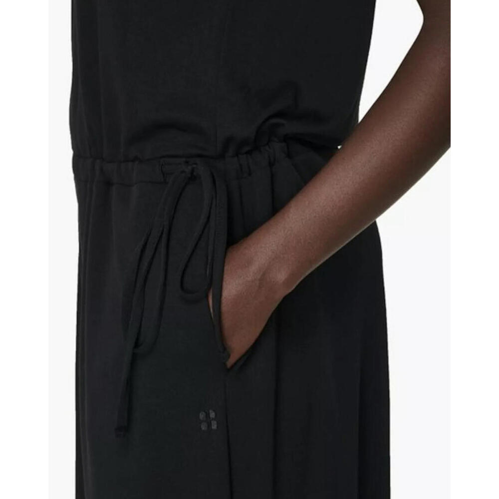 New SWEATY BETTY Cruise V-Neck Wide Leg Cropped Jumpsuit Black Size M Retail$128 - Picture 6 of 12